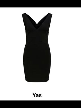 Yas Black V-Neck Bodycon Dress